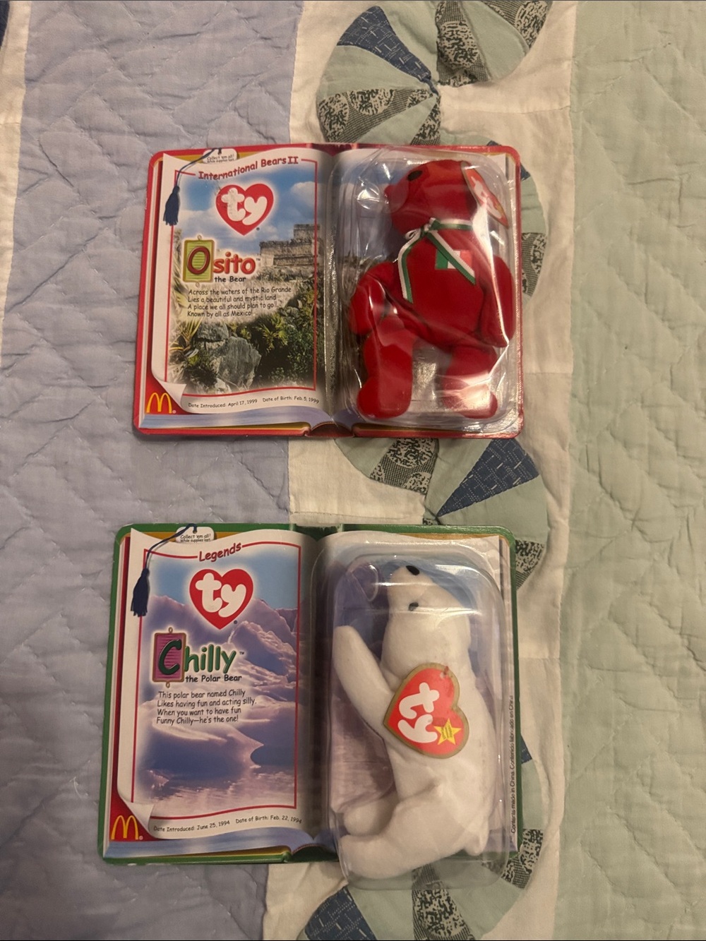 Ty Red Osito & White Chilly Beanie Baby Plush Set